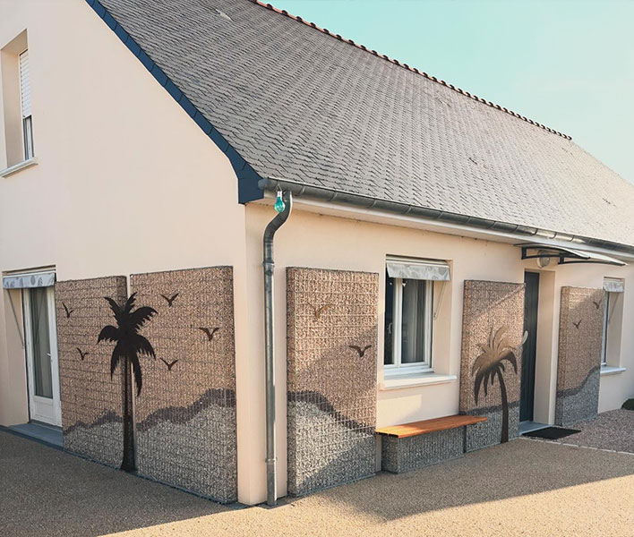 Parement de façade en gabions – revêtement