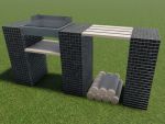 Gabions Barbecue triple pilier et tablette