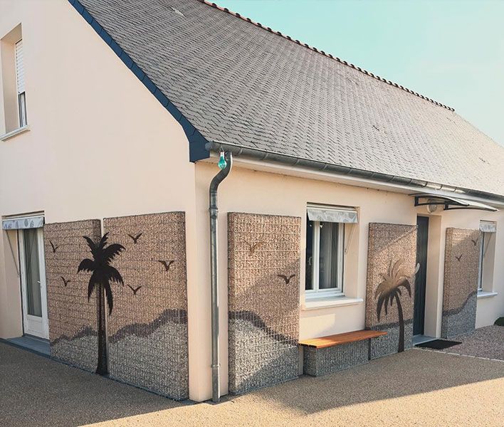 Parement de façade en gabions – revêtement